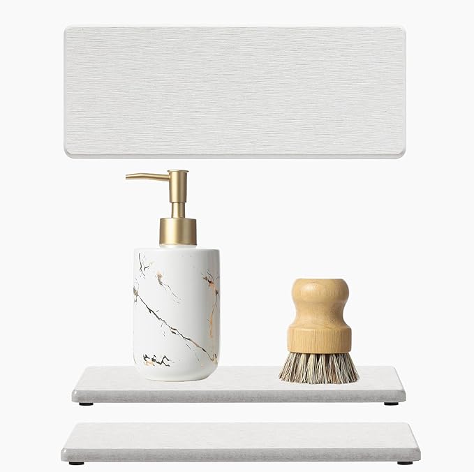 2PCS Bathroom Sink Vanity Trays, Water Absorbing Diatomite Stone Drying Soap - Image 8