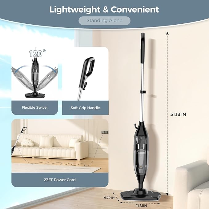 Steam Mop, 12-in-1 Powerful Handheld Steam Cleaner Detachable Steam Mops - Image 5