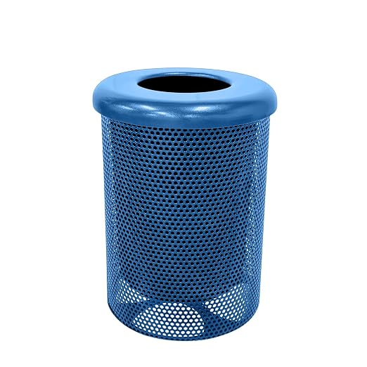 COATEDOUTDOORFURNITURE RFT-P-TXTLBL Heavy Duty Round Trash Receptacle by CoatedOutdoorFurniture