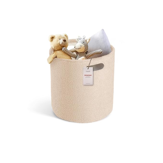 PUTSKA Basket – Round Storage for Clothes – Soft Baby Girl Basket for Nursery by Putska