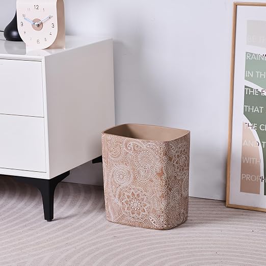 Polytree Boho Flowers Bathroom Trash Can 1.8 Gallon Small Kitchen Garbage Can - Image 4
