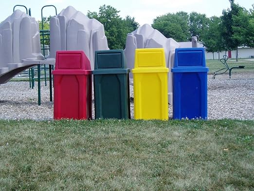 32 Gallon Square 100% Recycled Plastic Heavy Duty Outdoor Trash Can - Image 4