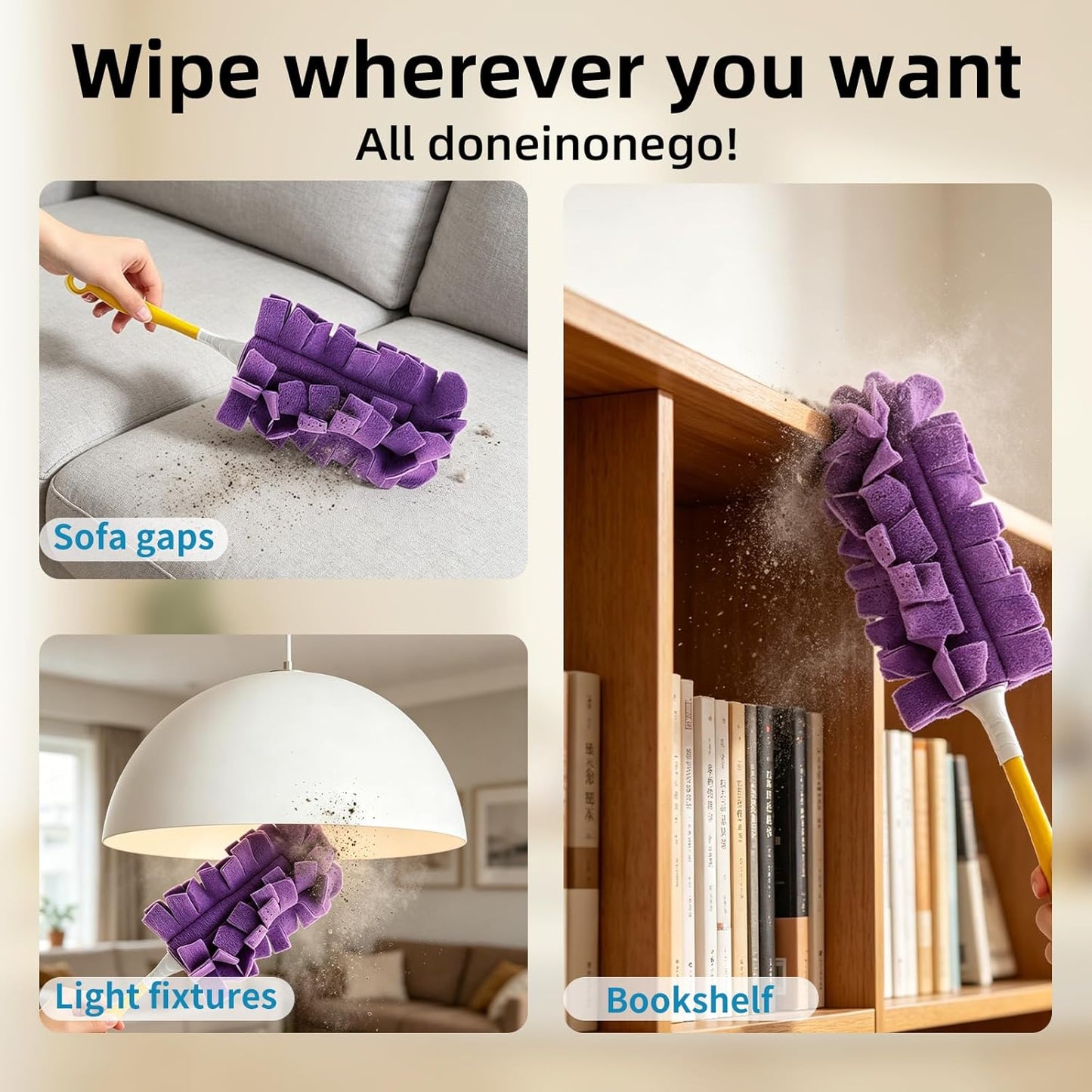 Reusable Duster Refills for Swiffer, 2026 New Washable Heavy Duty Duster Pads, 360° Cleaning Pads for Fan, Window, Blinds, Furniture, Floor (5 pcs)