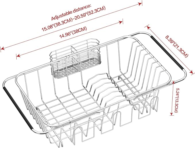 Small Dish Drying Rack in Sink, Extendable Stainless Steel Dish Drainers - Image 6