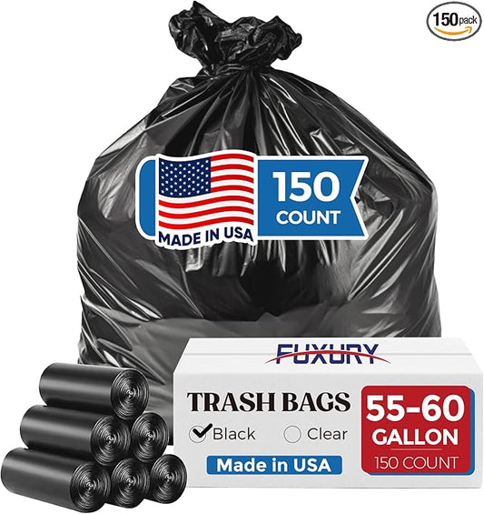 Fuxury 55-60 Gallon Trash Bags Heavy Duty, 38 x 58" Extra Large Black Trash Bags by Fuxury