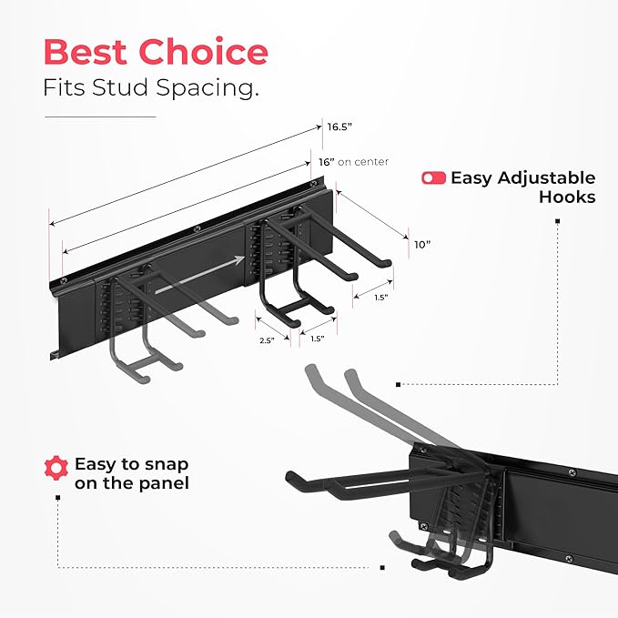Garage Wall Organizer | 64" Heavy-Duty Tool Storage Rack | Adjustable - Image 3