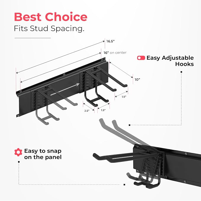Garage Wall Organizer | 32" Heavy-Duty Tool Storage Rack | Adjustable - Image 3