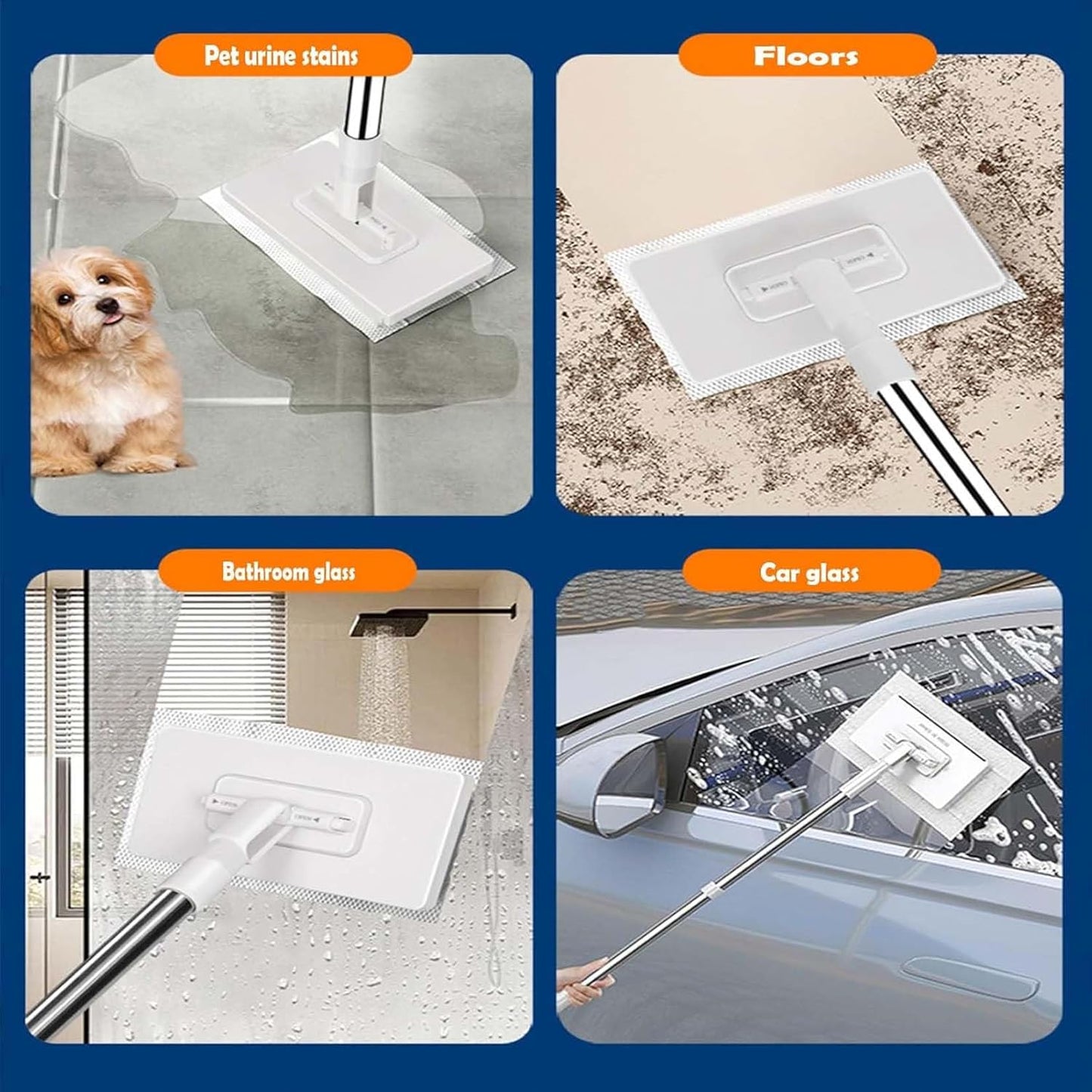 Hands-Free Multi-Purpose Flat Mop – Lazy Cleaning & Face Towel, One-Button Cloth Grip, 360 Rotating Fiber Lock Mini Mop for Wall Floor Bathroom Kitchen Cleaning (1Mop+2Face Towel)