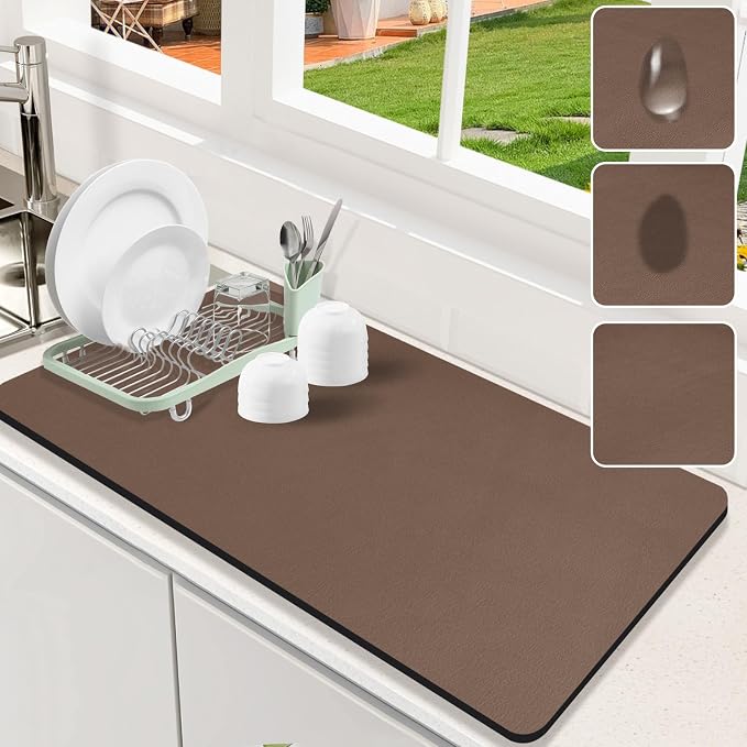 Dish Drying Mat for Kitchen Counter, Hide Stain Anti Absorbent for Kitchen by Etomiel