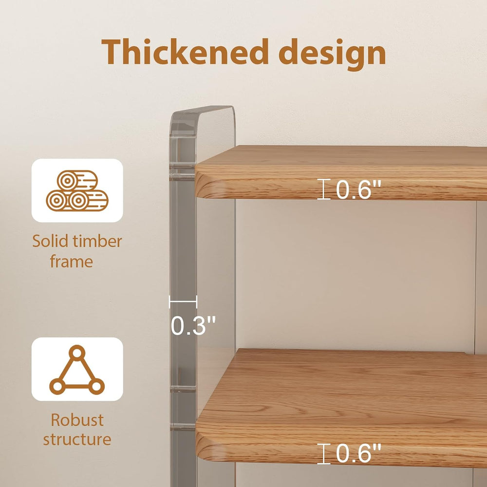 5-Tier Shoe Rack, Wood Acrylic Shoe Shelf, Natural, 18.9" W