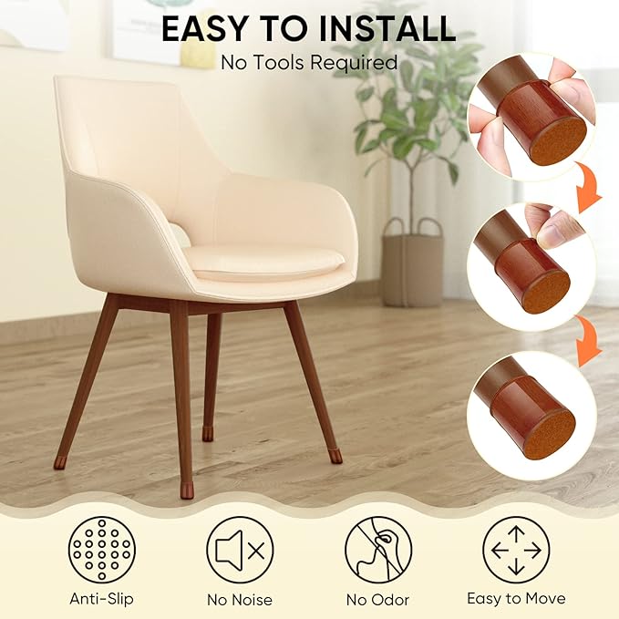 BALEINE 16 Pack Silicone Chair Leg Floor Protectors, Stool Leg Protectors Cap - Image 6