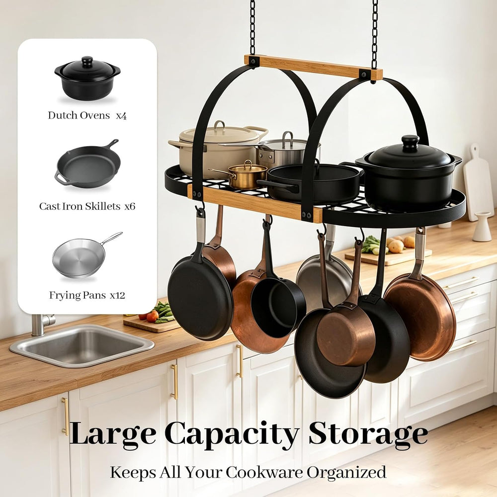 39-Inch Heavy Duty Hanging Pot Rack, Ceiling Mount, 130 lb Capacity