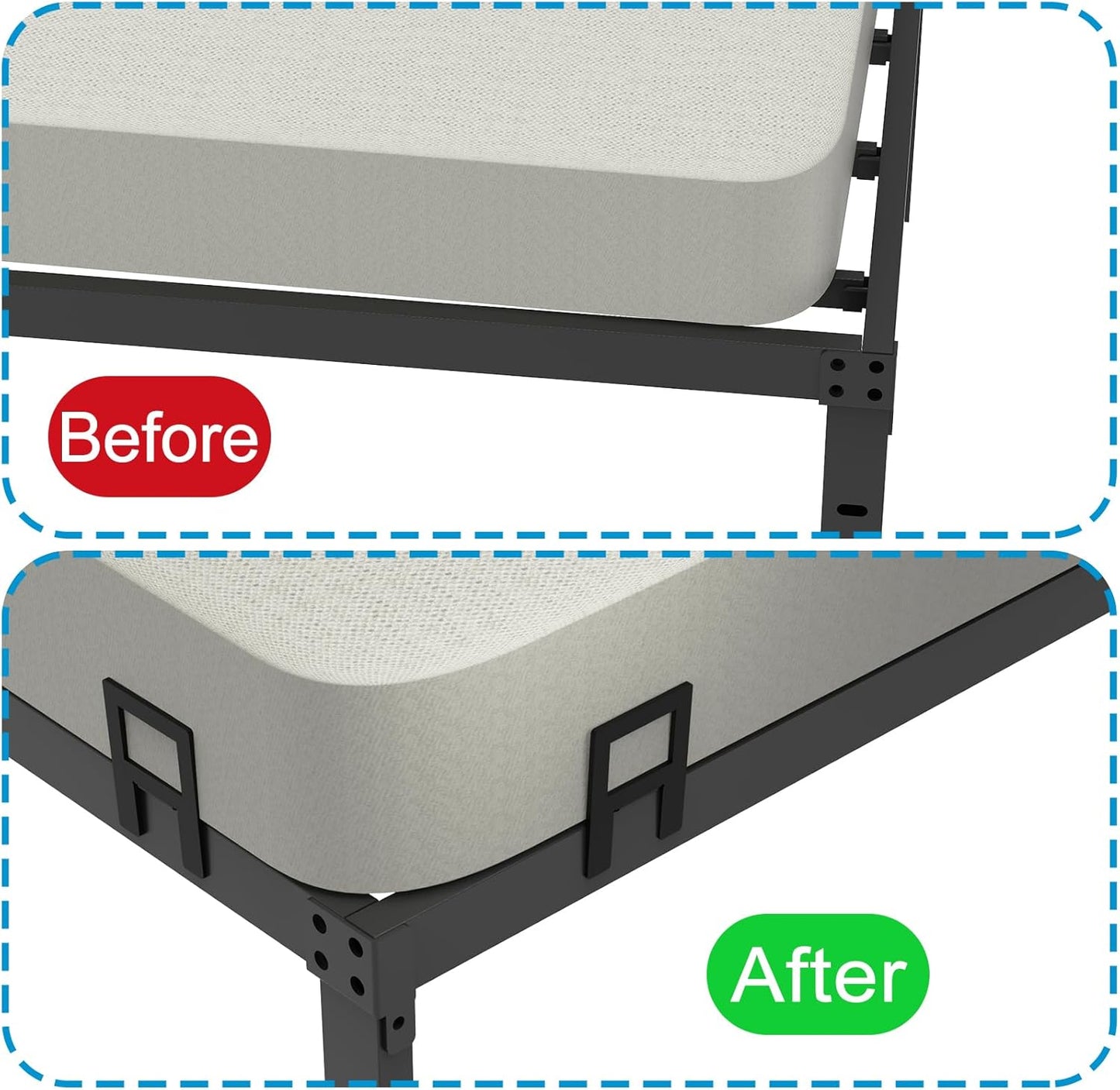 Mattress Holder for Metal Bed Frame Extra Thick Slide Stopper to Keep Mattress from Sliding 6 Pcs Non Slip