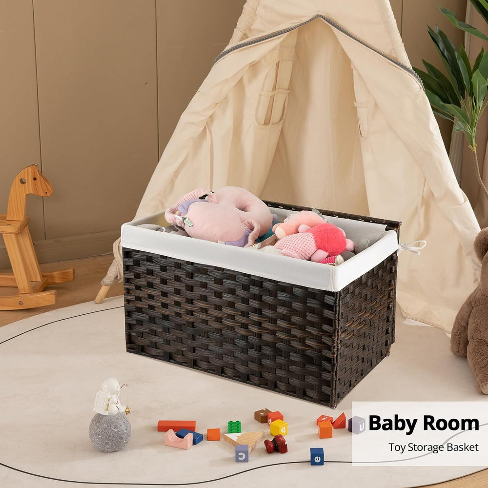 OIAHOMY Storage Basket with Lid, 27.7 Gallon (105L) Blanket Basket with Remov...
