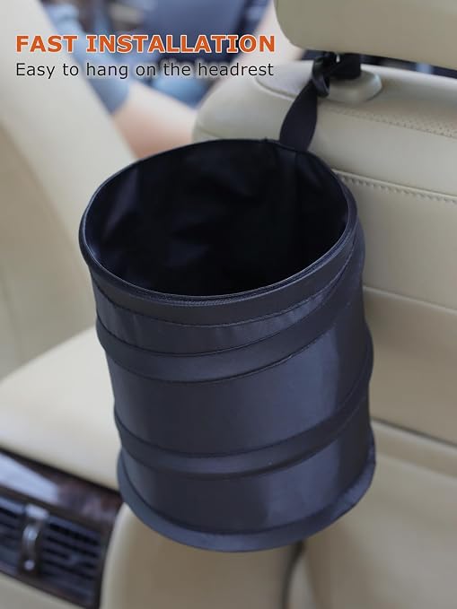 Ginsco New Leakproof Car Trash Can, 1 Gallon Mini Trash Can Pop-up Collapsible - Image 4