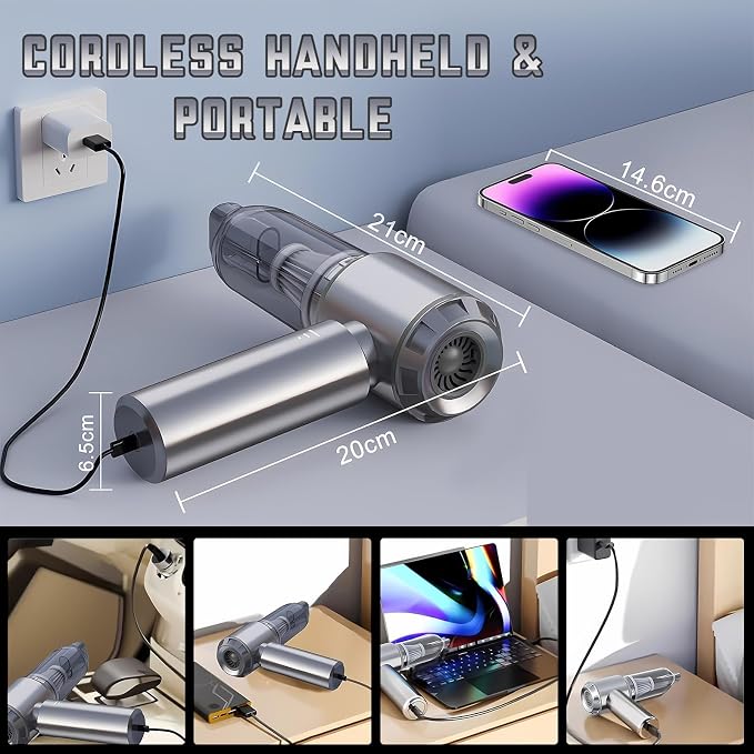 Car Vacuum Portable Cordless 21000PA High Power Mini Vacuum Cleaner 4-in-1 - Image 9