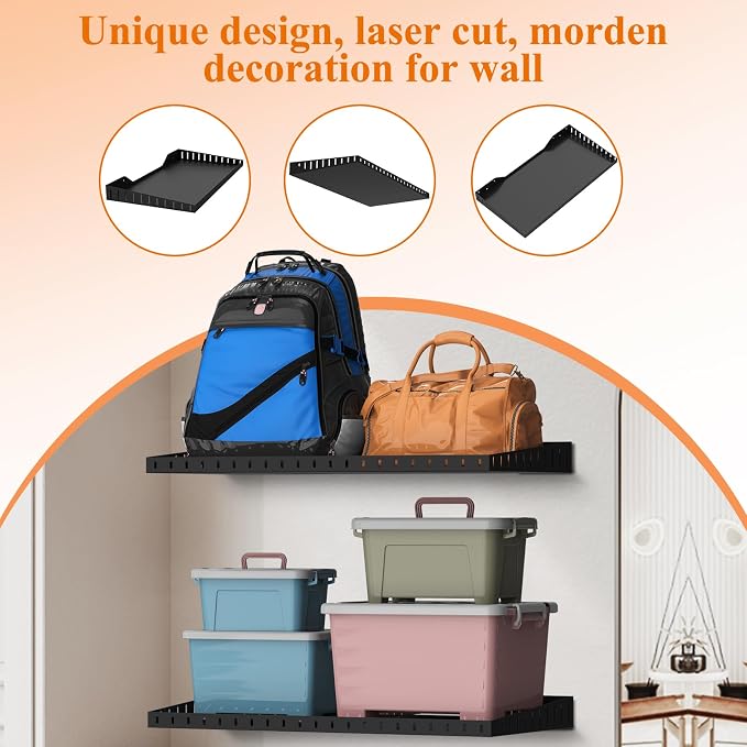PEKGRIL 2 Pack Garage Wall Shelf, 1X2 Ft Heavy Duty Garage Shelving, Wall - Image 8