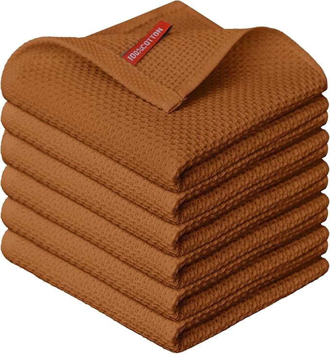 Artoid Mode 100% Cotton Caramel Waffle Weave Kitchen Dish Cloths, 12x12 Inch by ArtoidMode