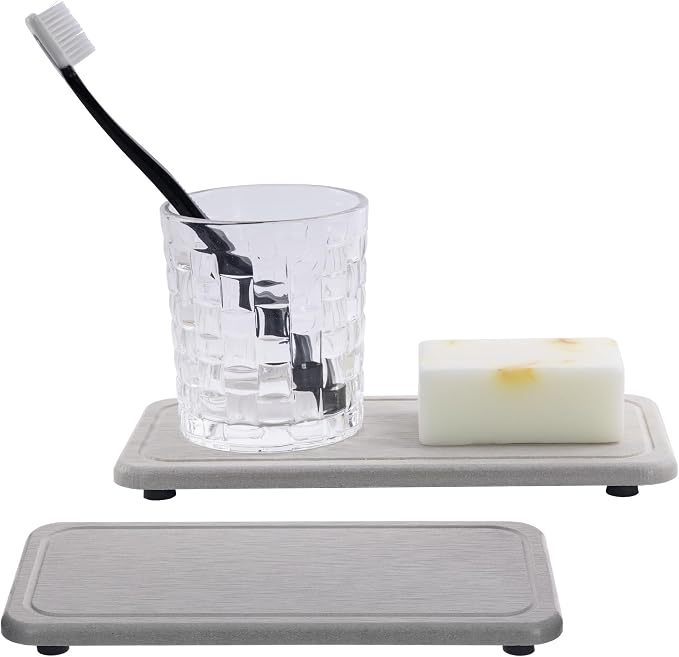 2 Pcs Water Absorbing Stone Trays, Kitchen/Bathroom Sink Soap Dish, Diatomite - Image 8
