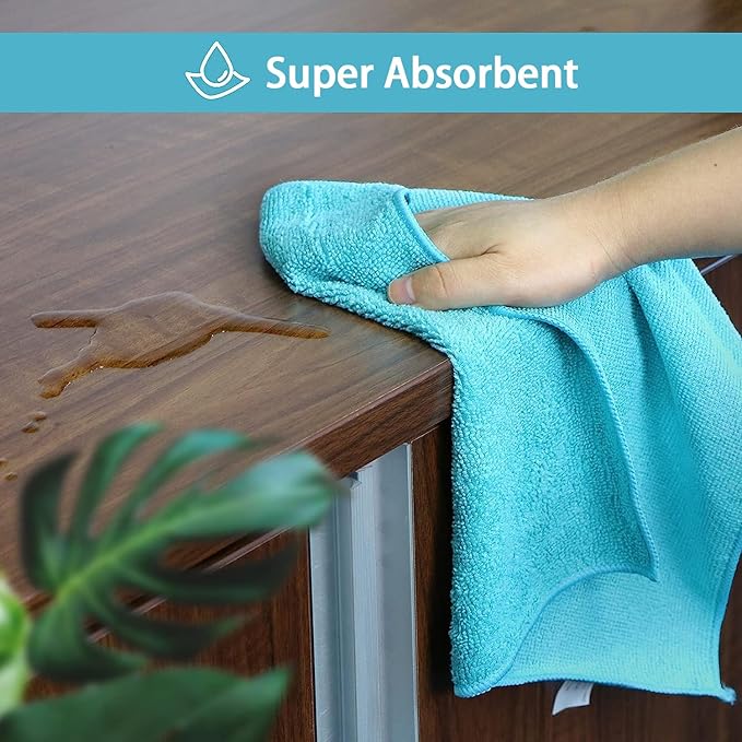 HOMEXCEL Microfiber Cleaning Cloth, 12 Pack Cleaning Rags, Cleaning Towels - Image 4