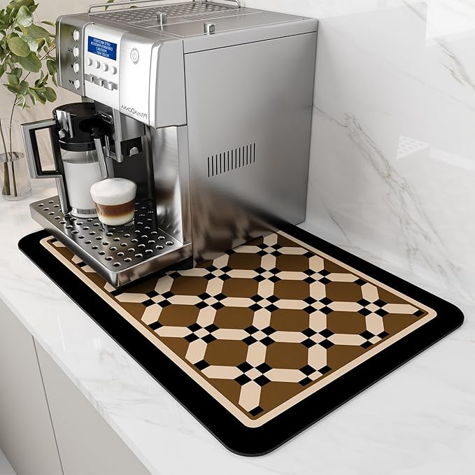 AMOAMI Coffee Mat Hide Stain Rubber Backed Absorbent Dish Drying Mat by AMOAMI