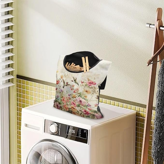 2 Pcs Hummingbird Pink Clothespin Bag, Large Clothes Pin Hanging Bag, Pin Bag - Image 3