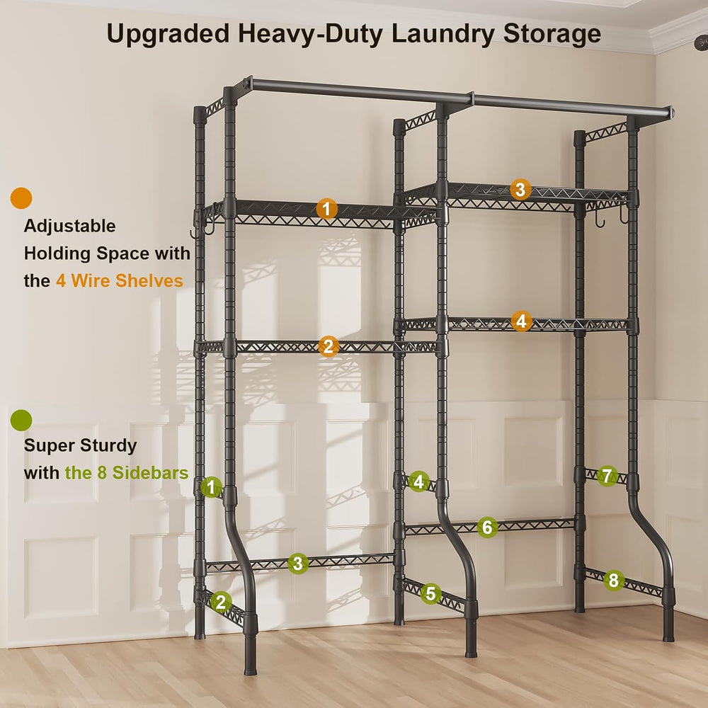 ULIFHOME U14 Medium Over the Washer and Dryer Shelves, 4 Tiers Laundry Room S...