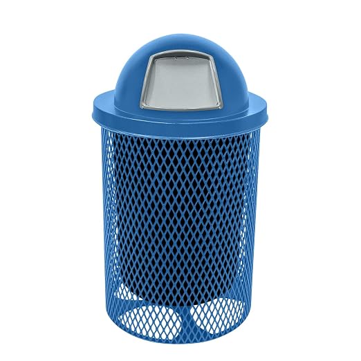 COATEDOUTDOORFURNITURE RDT-TXTLBL Heavy Duty 32 Gallon Round Trash Receptacle by CoatedOutdoorFurniture