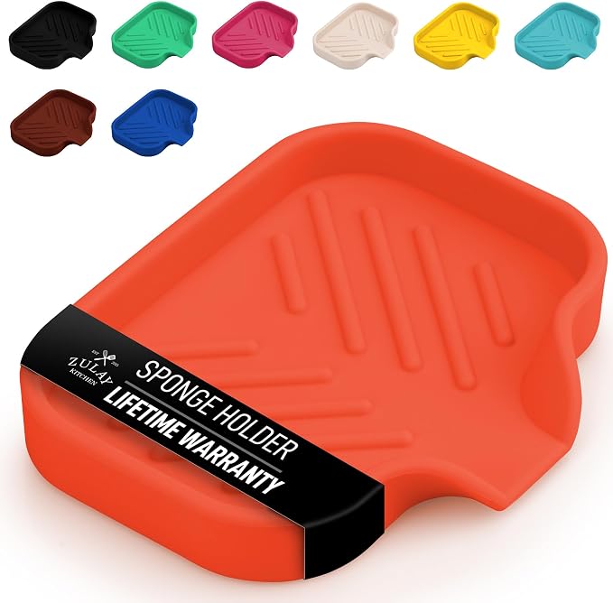 Zulay Kitchen Small Silicone Sponge Holder – Space-Saving Sink Organizer Tray by ZulayKitchen
