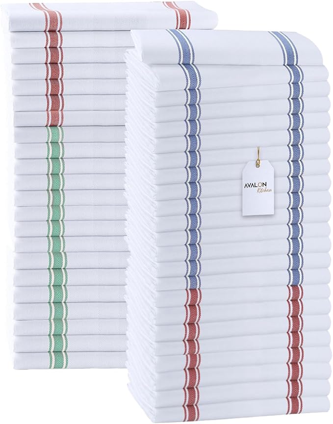 Dish Towels Set Size 15x25 Inch, 100% Cotton Soft & Absorbent Linen Kitchen by Avalon+Kitchen
