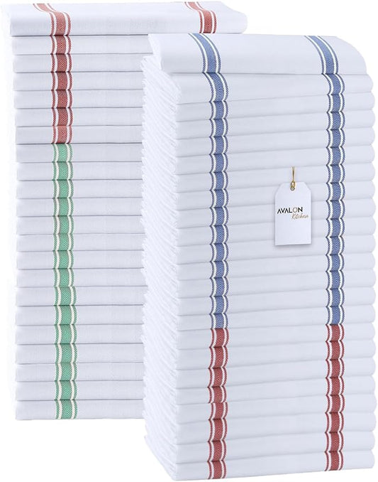 Dish Towels Set Size 15x25 Inch, 100% Cotton Soft & Absorbent Linen Kitchen by Avalon+Kitchen