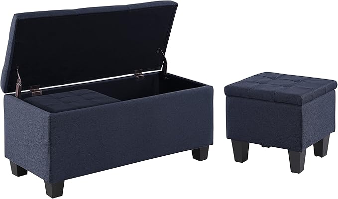 Set of 3 Hinged Storage Ottoman, End of Bed Bedroom Bench Window Bench by TASSULLO