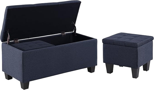 Set of 3 Hinged Storage Ottoman, End of Bed Bedroom Bench Window Bench by TASSULLO