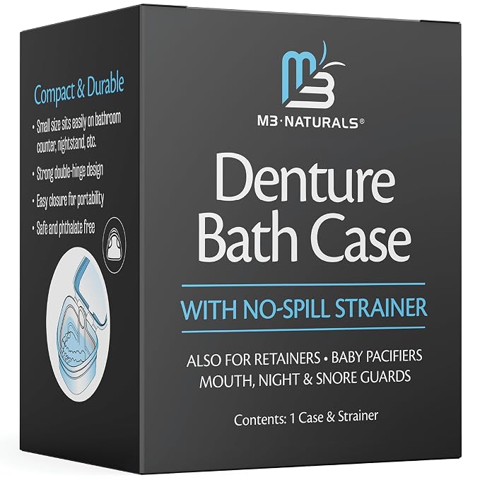 Denture Bath Case and Retainer Case, Denture Bath Cup by M3Naturals