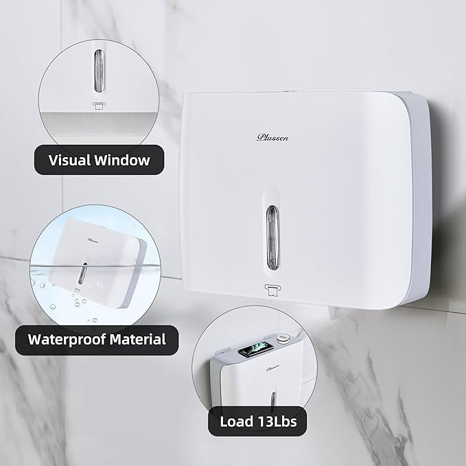 Paper Towel Dispenser Wall Mount Commercial Pack of 3 White Holder Fits - Image 4
