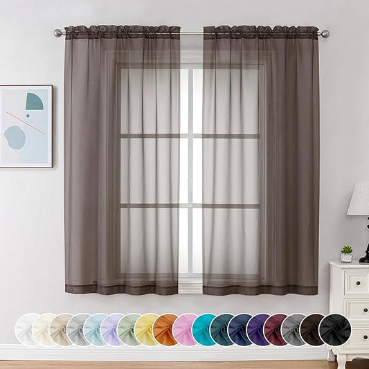 Chyhomenyc Sheer Curtains 63 Inch Length 2 Panels, Light Filtering Rod Pocket by Chyhomenyc