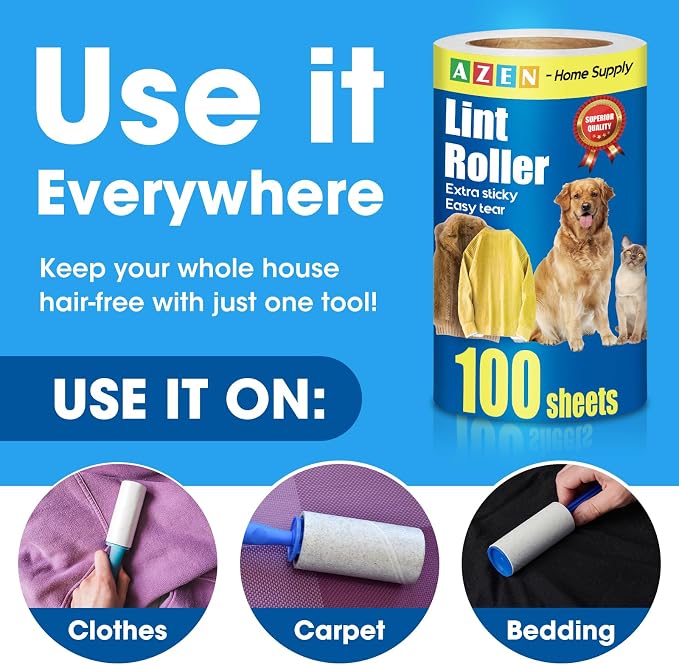 AZEN Lint Roller, Lint Rollers for Pet Hair Extra Sticky, 600 Sheets Lint Roller - Image 6