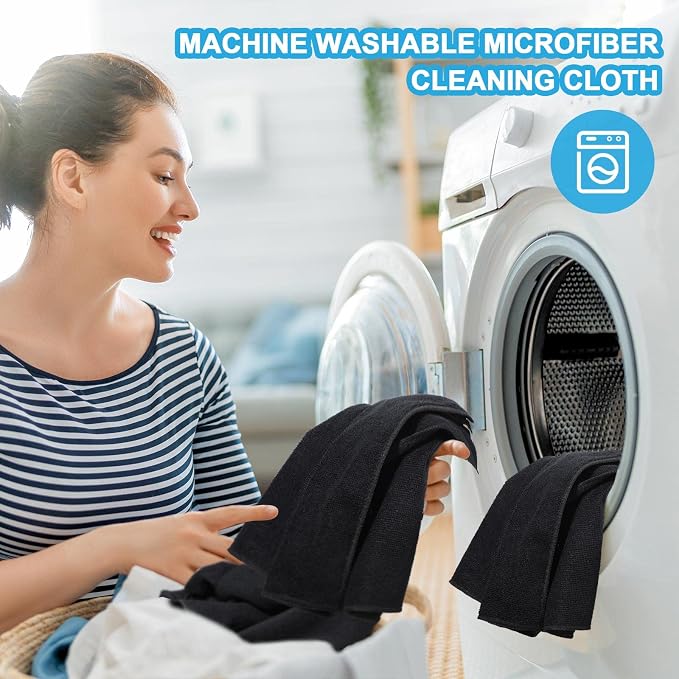 Tenare 100 Pack 12'' x 12'' Microfiber Cleaning Cloths Reusable Cleaning Rags - Image 3