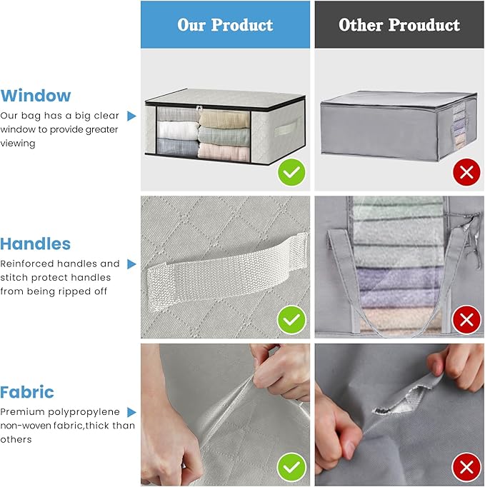 HomeHacks Storage 6-Pack Clothes Organizer Storage Bags Foldable Storage Box - Image 5