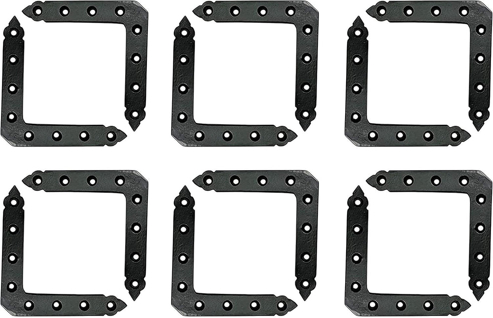 Adonai Hardware Ahi Dummy Corner Strap (4 Inch x 12 Pack, Black Powder Coated)