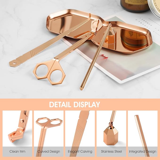 3-in-1 Candle Accessory Set, Wick Trimmer, Candle Snuffer, Wick Spoon, - Image 2