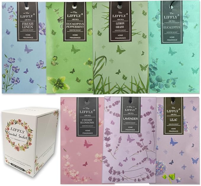 14 Packs Scented Sachets Bags for Drawers and Closets Long-Lasting Home by LIFFLY