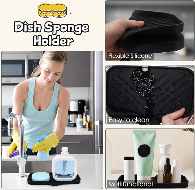 Yasmen Silicone Bathroom Soap Dishes, Sink Sponge Holder - Image 6