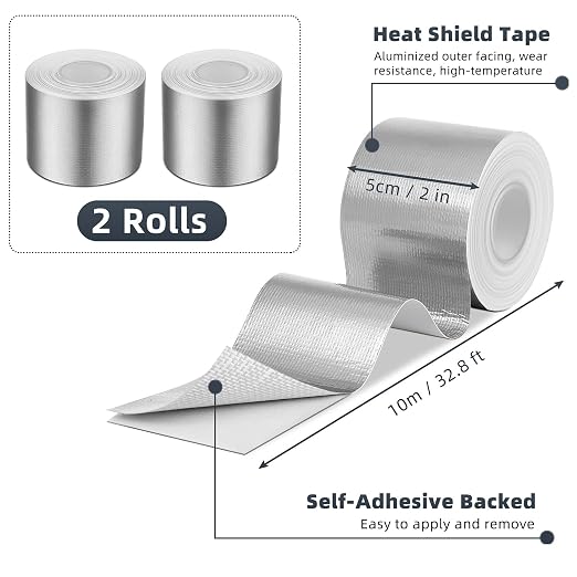 Zonon 2 Rolls Aluminum Foil Tape Heat Shield Tape Barrier Adhesive Reflective - Image 4