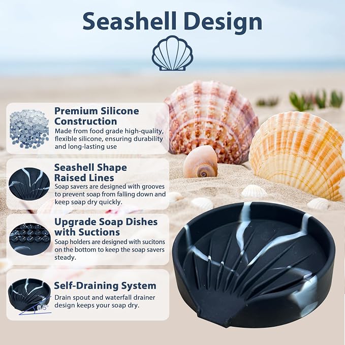 Self Draining Soap Dish, Silicone Suction Cup Soap Holder Tray Savers Container - Image 2