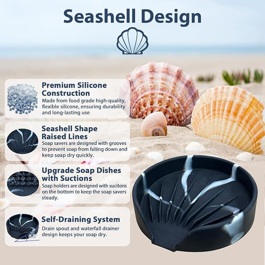 Self Draining Soap Dish, Silicone Suction Cup Soap Holder Tray Savers Container - Image 2