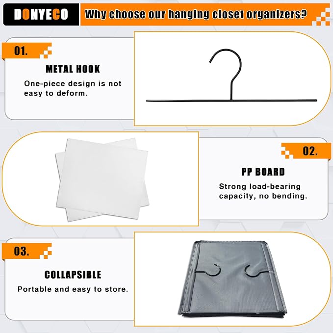 Hanging Closet Organizer and Storage 6-Shelf, Easy Mount Foldable Hanging - Image 7