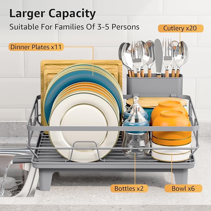 Dish Drying Rack for Kitchen Counter, Space-Saving Dish Rack, Sink Kitchen - Image 5