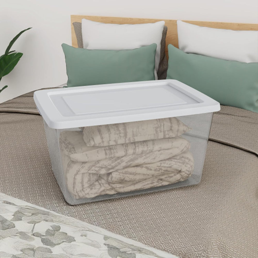 Sterilite Clear Storage Box Stackable Tote, 58 Quart, 12-Pack