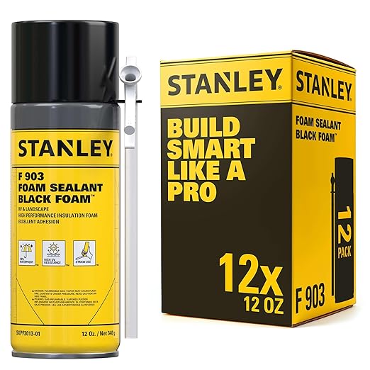 Stanley F903 Black Spray Foam Sealant – Waterproof Expanding Polyurethane Foam by STANLEY